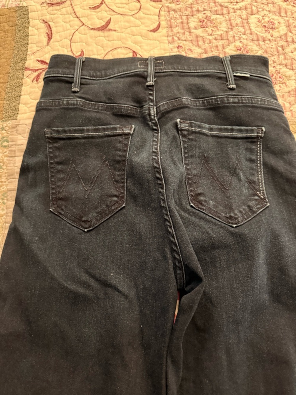 Mother Dark Wash Denim Jeans with Back Pocket Stitching